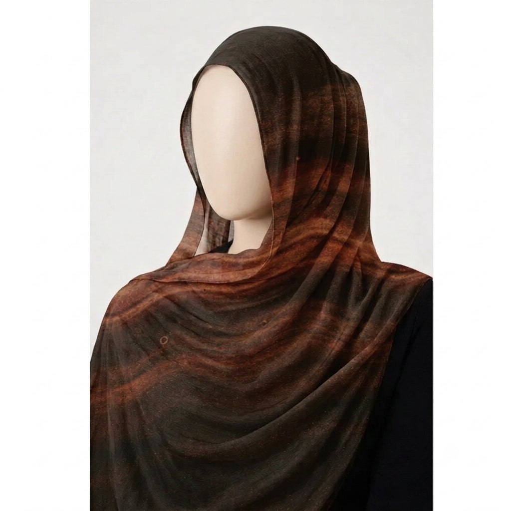 Burnt Mocha – Printed Georgette Hijab