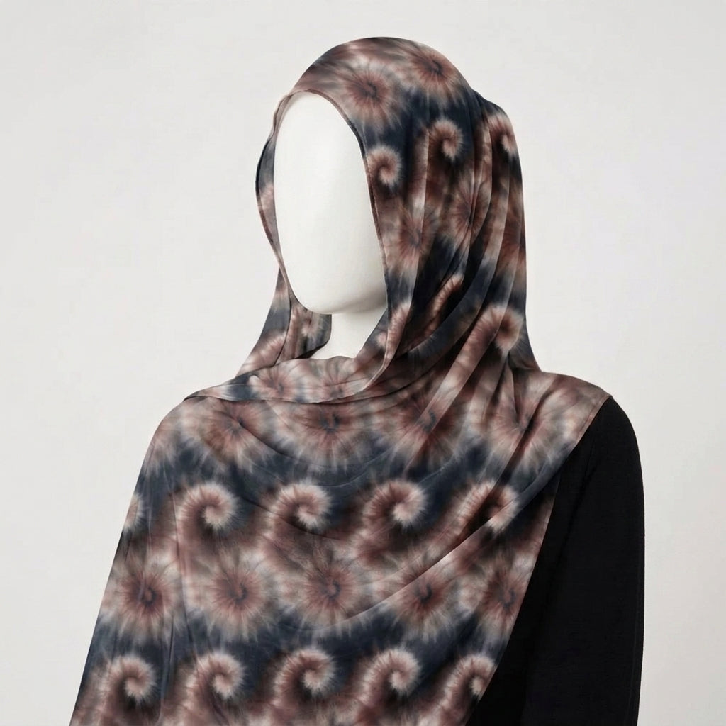 Mocha Eclipse – Printed Chiffon Hijab