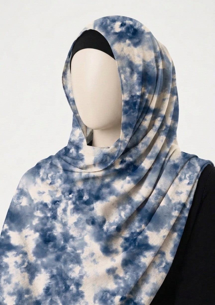 Indigo Cloud – Printed Georgette Hijab
