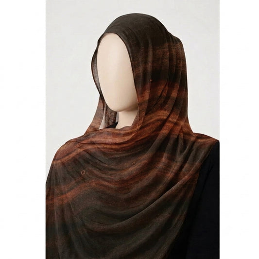 Burnt Mocha – Printed Georgette Hijab