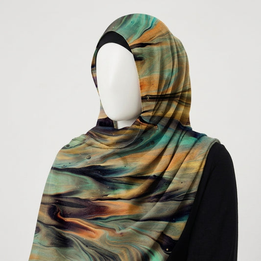 Ocean Agate – Printed Georgette Hijab