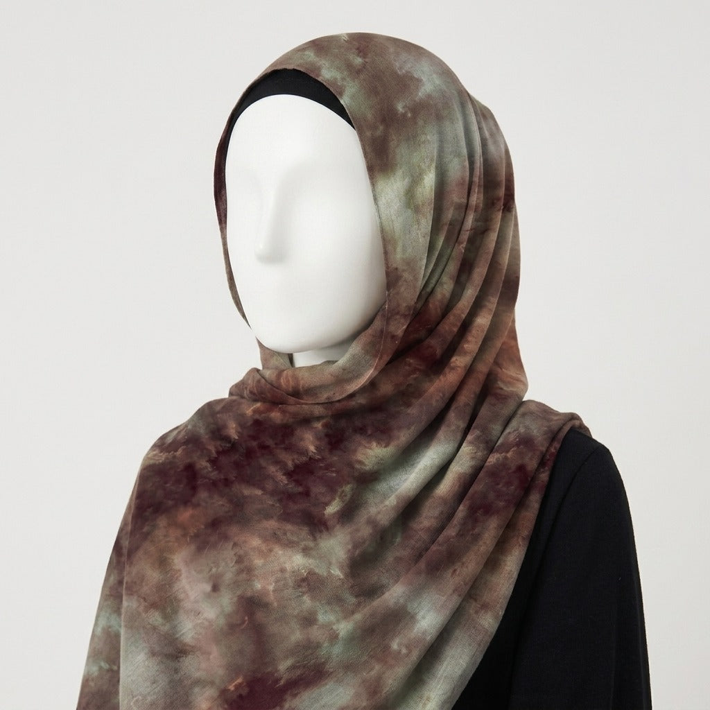 Earthy Mocha – Printed Georgette Hijab