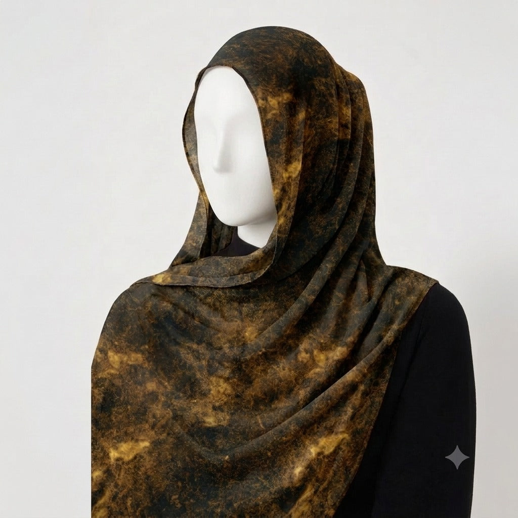 Golden Obsidian – Printed Georgette Hijab
