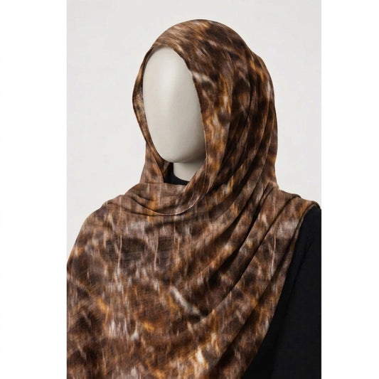 Mocha Mirage – Printed Chiffon Hijab
