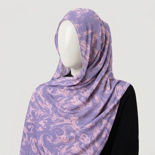 Lavender Marble – Printed Chiffon Hijab