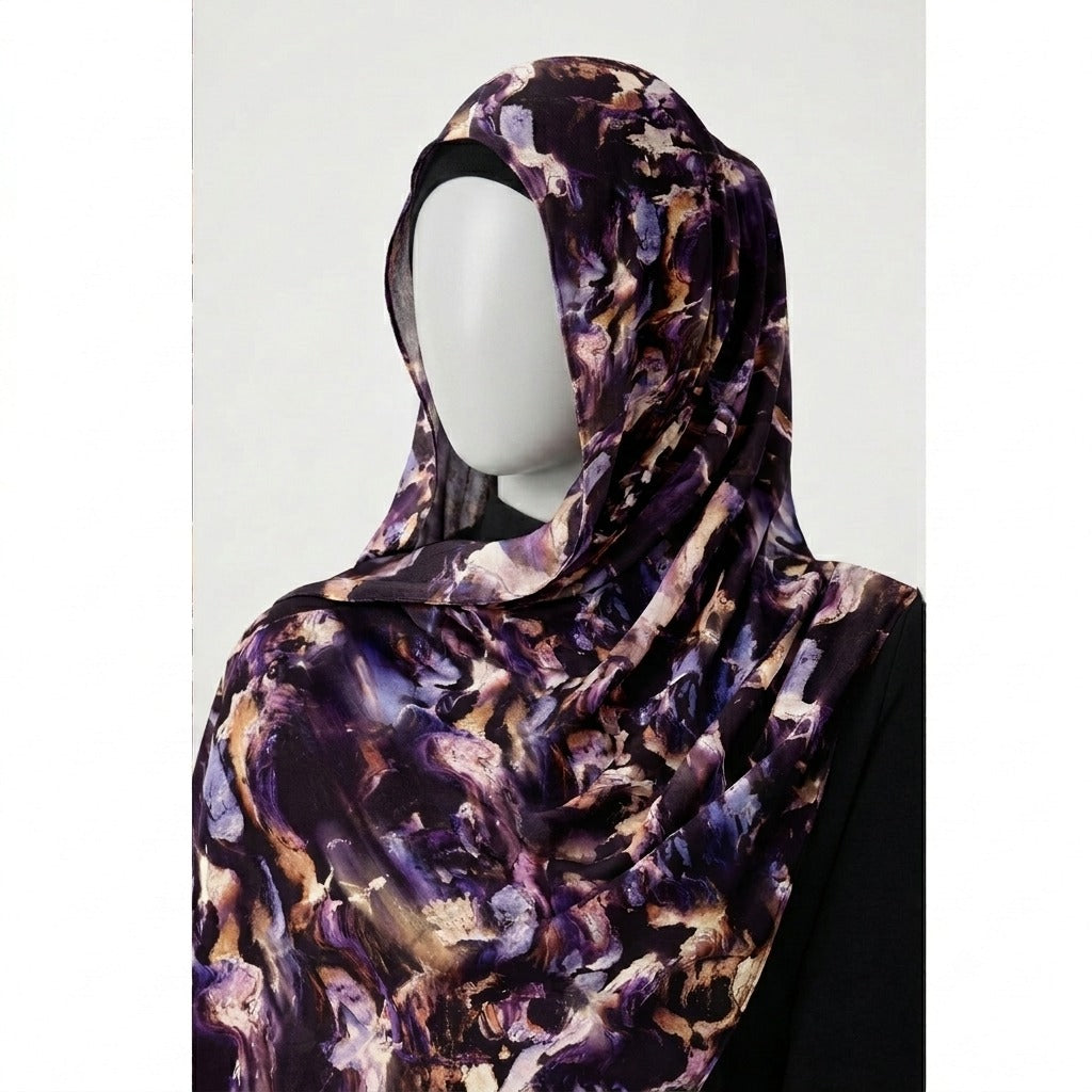 Amethyst Bloom – Printed Georgette Hijab